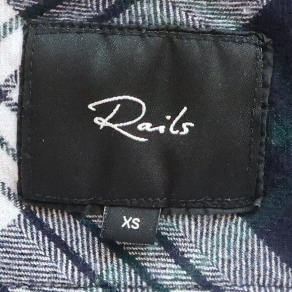 Rails Hunter Navy Blue White Forest Green Long Sleeve Flannel Button Down Shirt - Picture 7 of 10